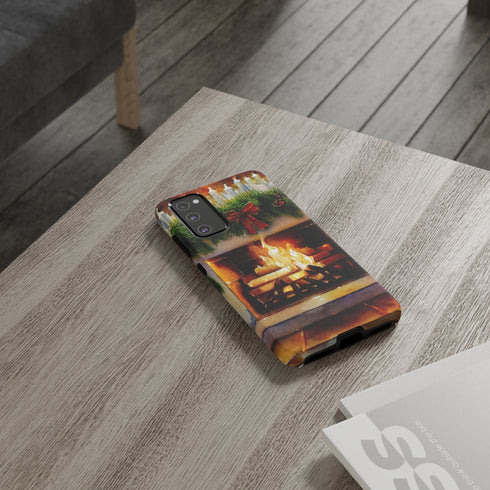 Candles on the Hearth Decorated for Christmas - Impact Resistant Phone Case